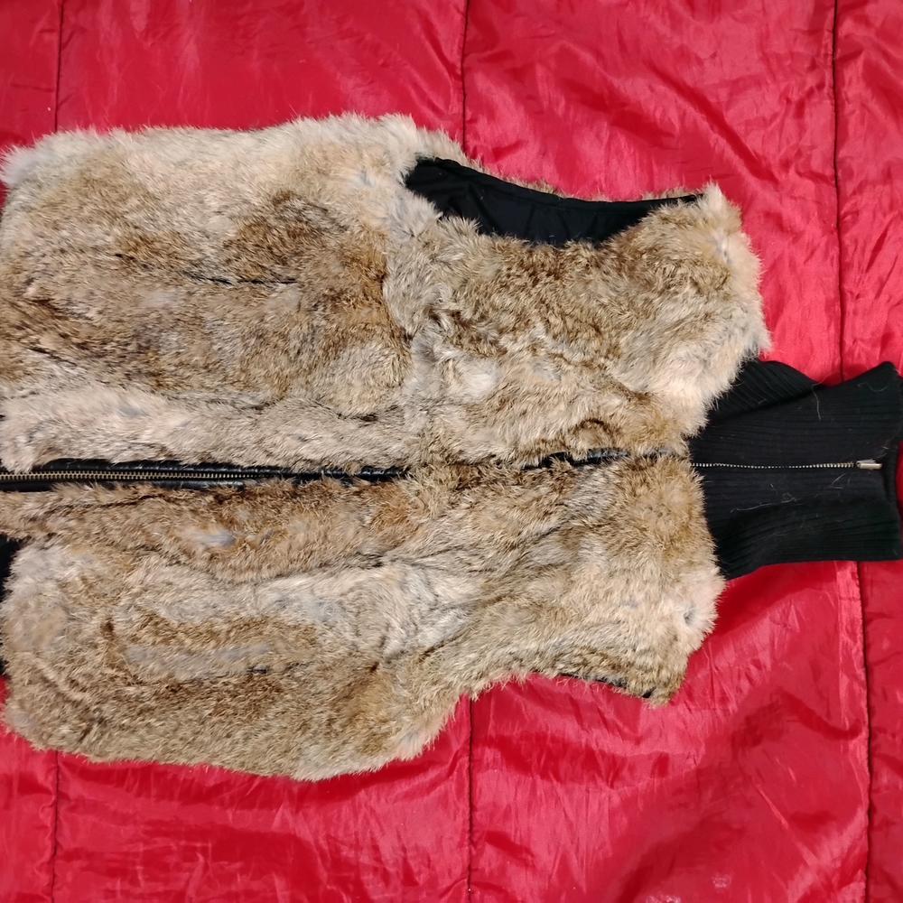 Faux Fur Vest with Black Accents